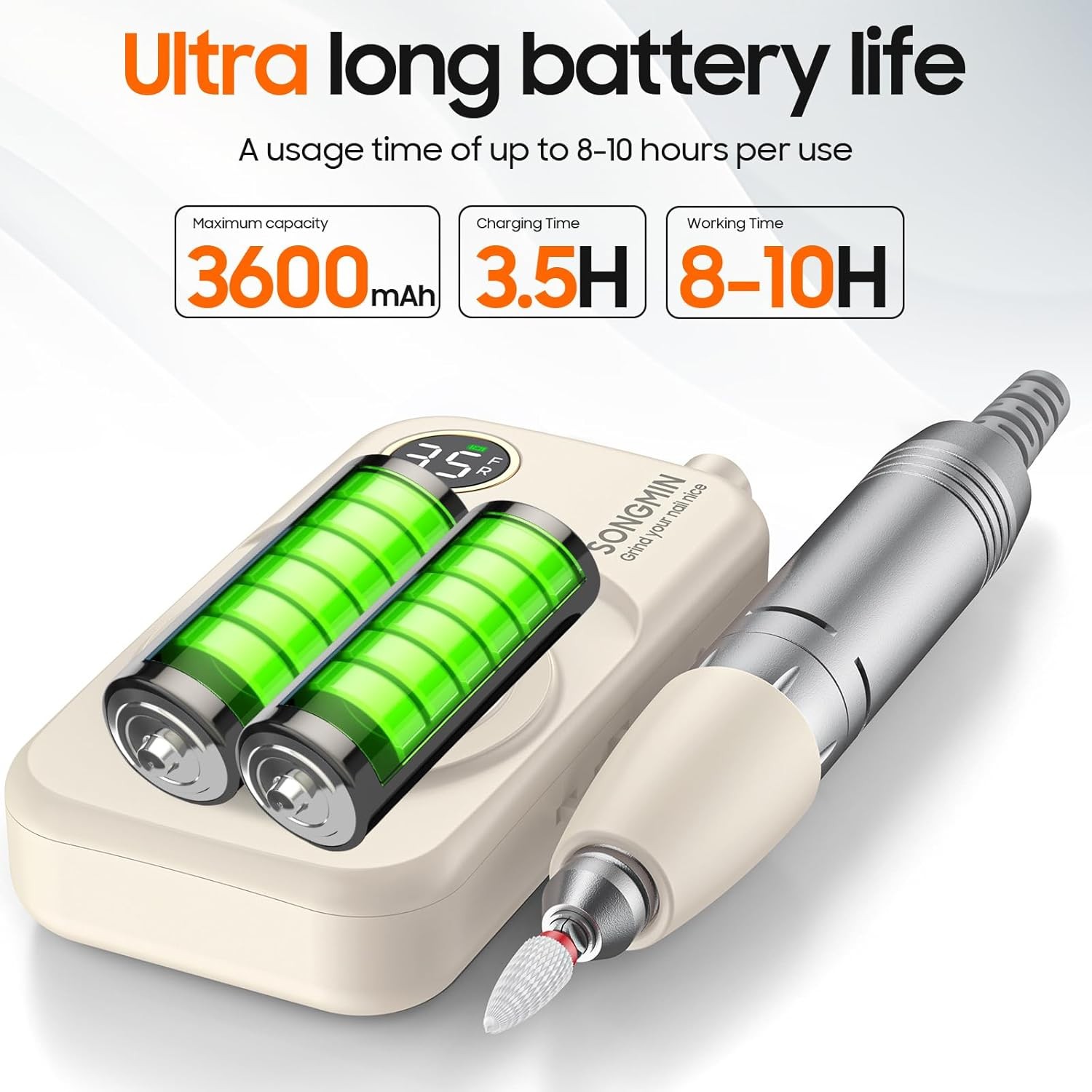 Profal Nail Drill 35000 R, SONIN Portable Cordl Efile with