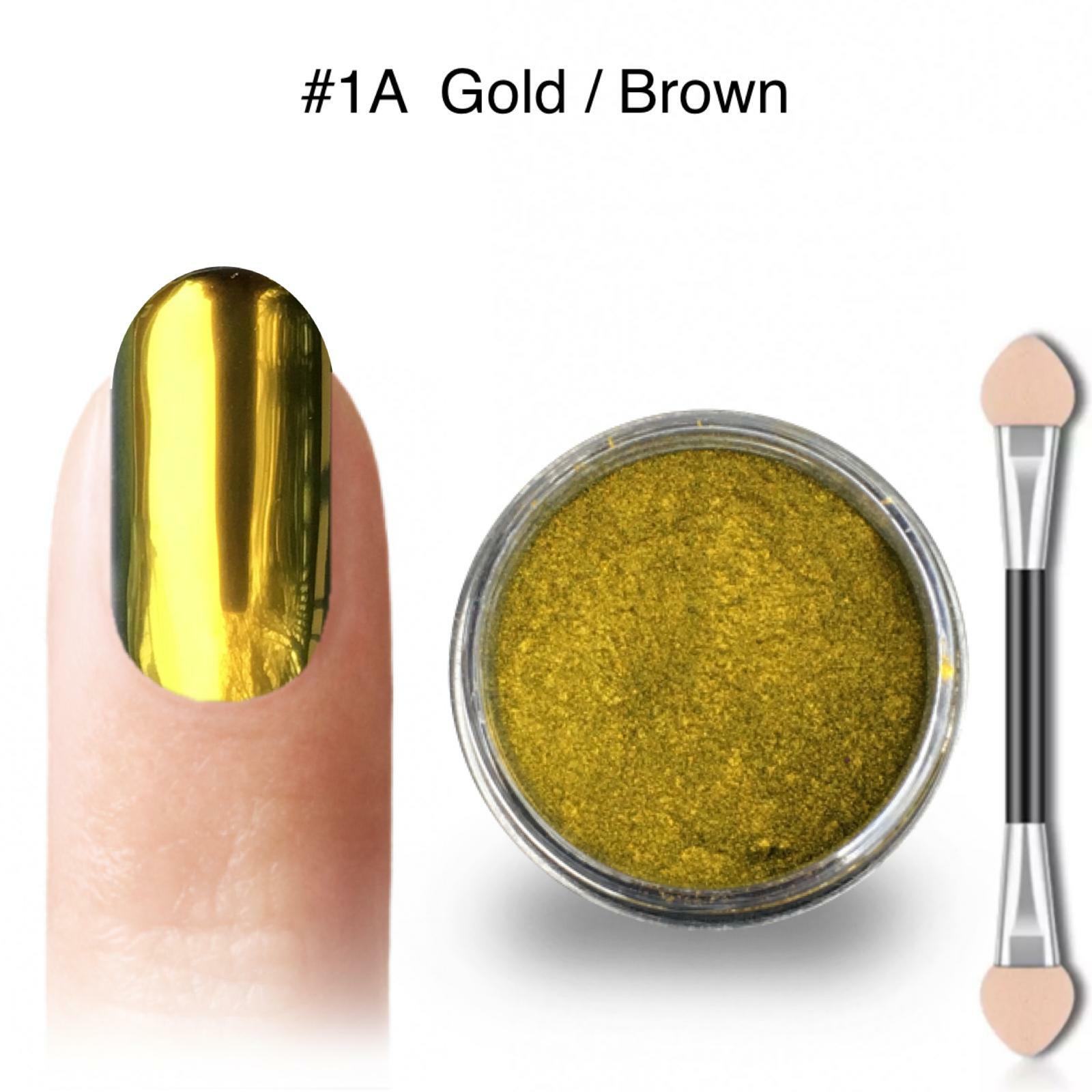 Nail Chameleon Chrome Powder Ultra Fine Colour Shifting Mirror Effect Nails Gold