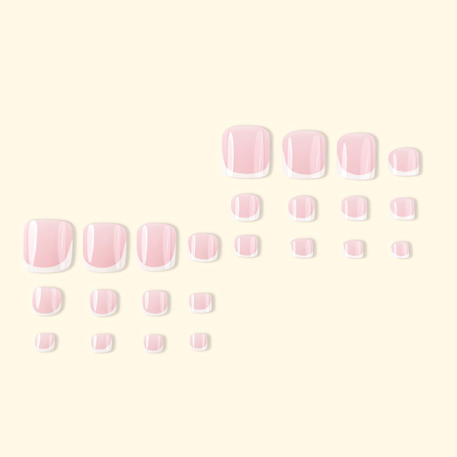 LPOODDNU French Tip Press on Toenails Short 0.04 Fl Oz (Pack of 24), White