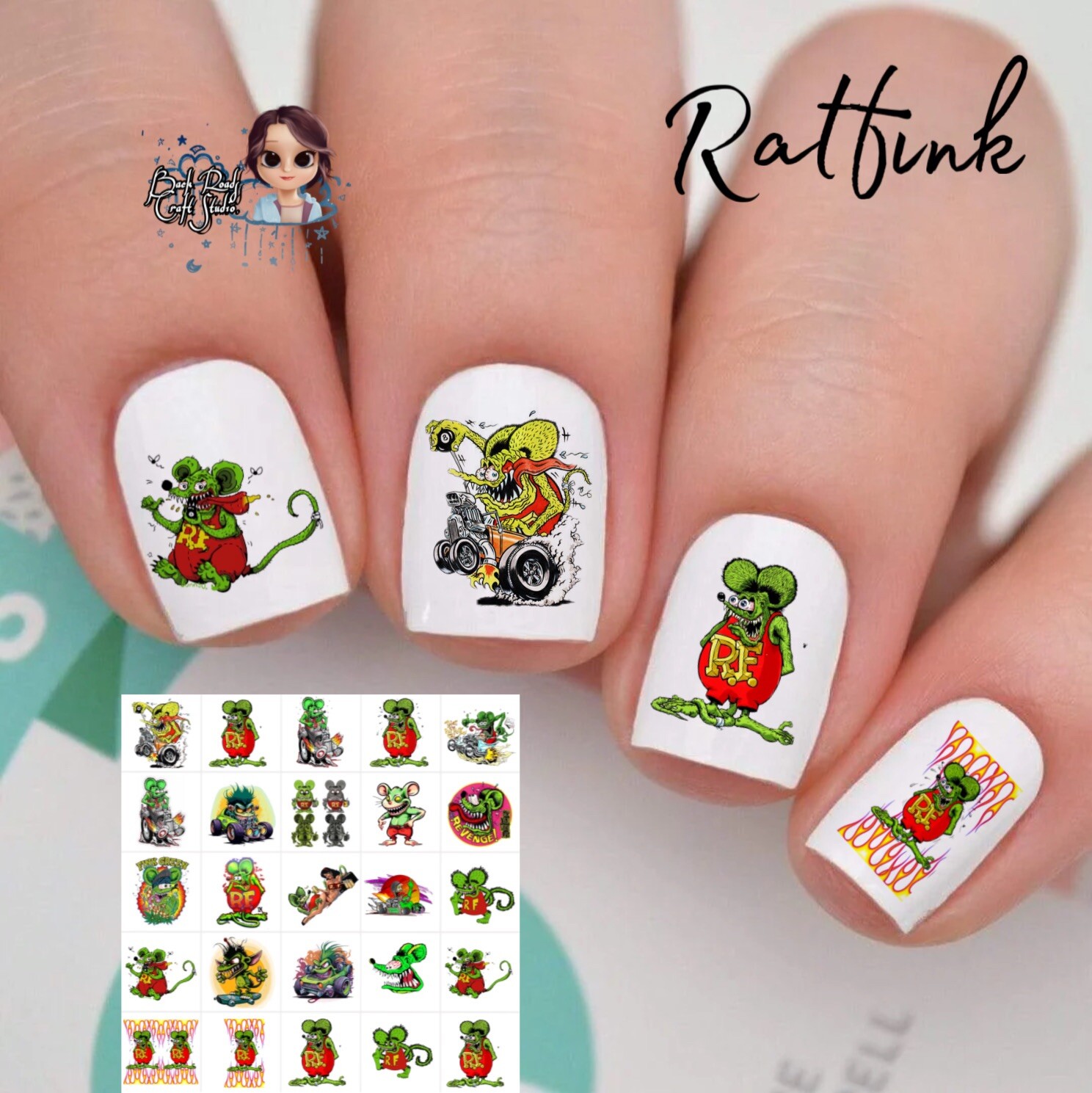 Ratfink Waterslide Nail Decals Set 50 Instructions & Bonus