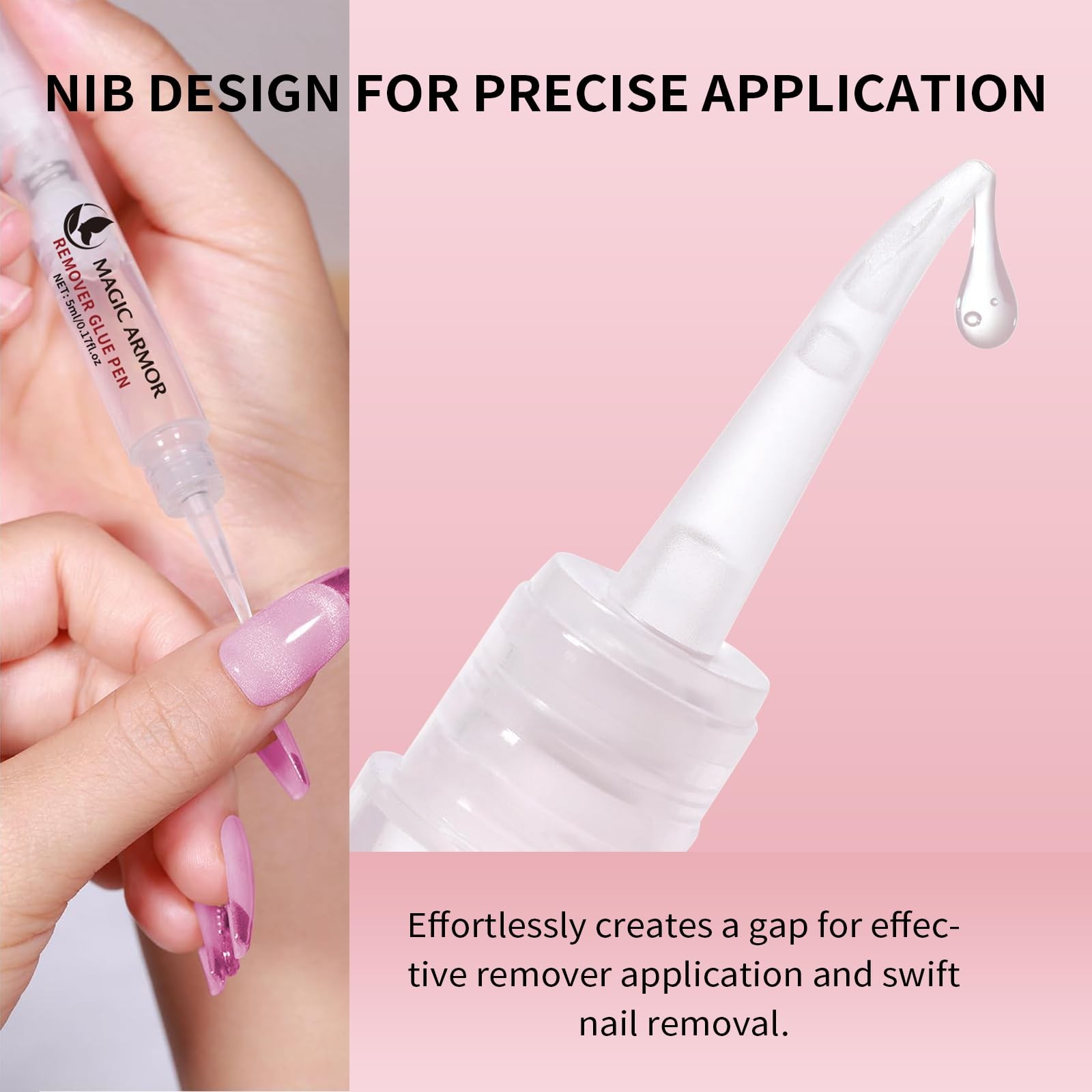 15g Semi Solid Nail Glue with 5ml Remover for Press On Nails, No UV Lamp