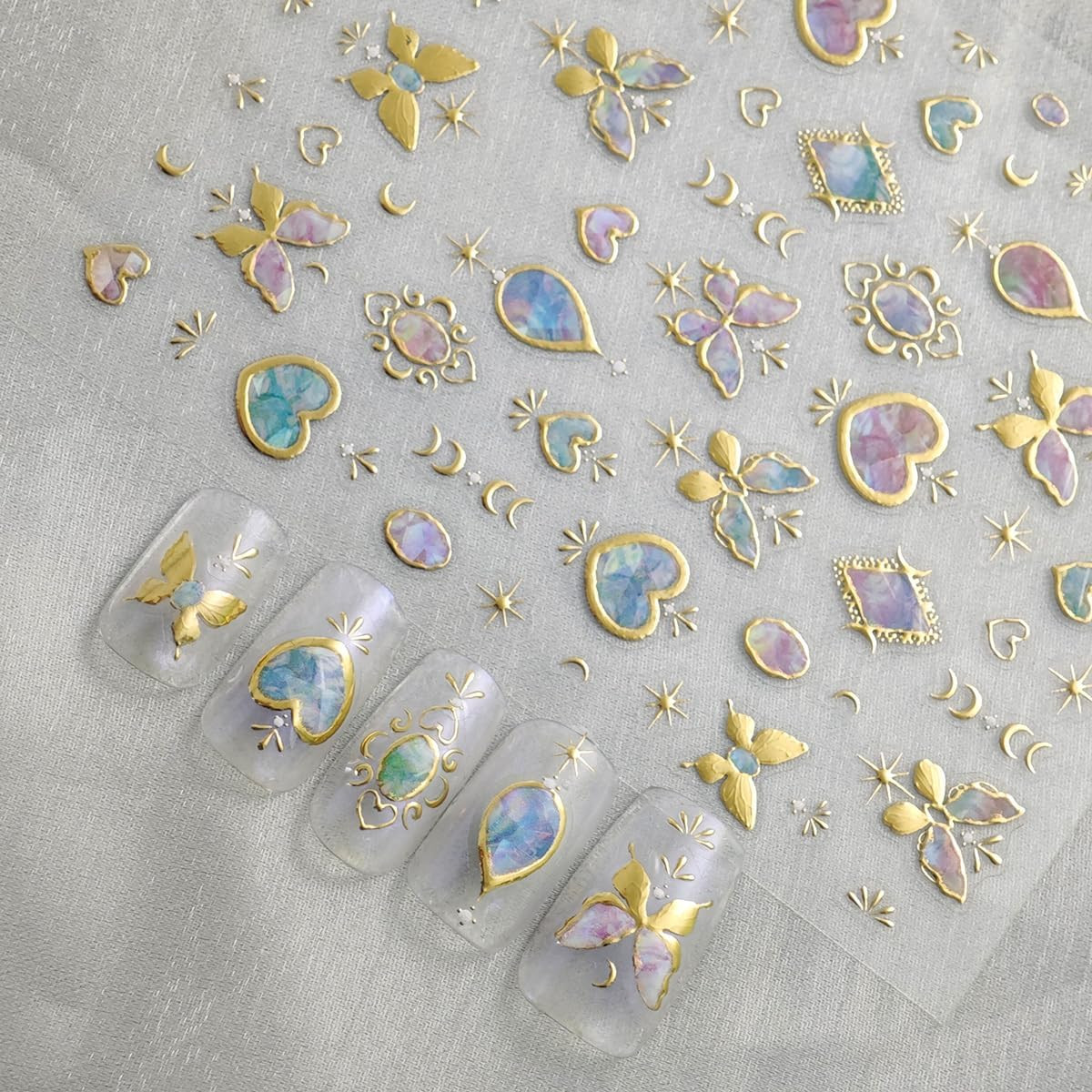 Butterfly Nail Stickers for Nails Art Gold Nail Art Stickers with Design 5D Embo