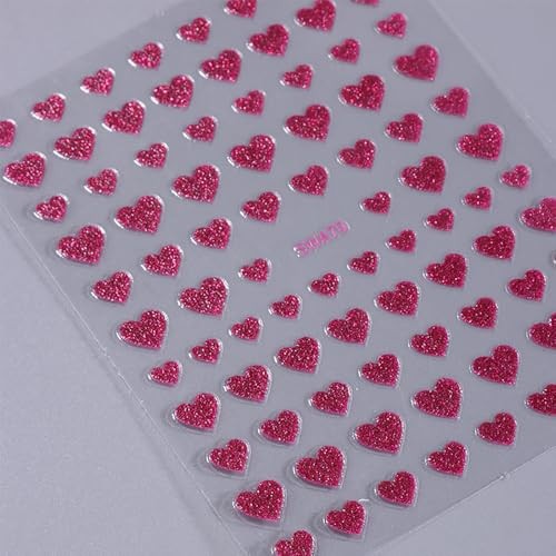 Valentine’s Day Nail Stickers Glitter Heart Nail Art Stickers 6PCS Heart -04