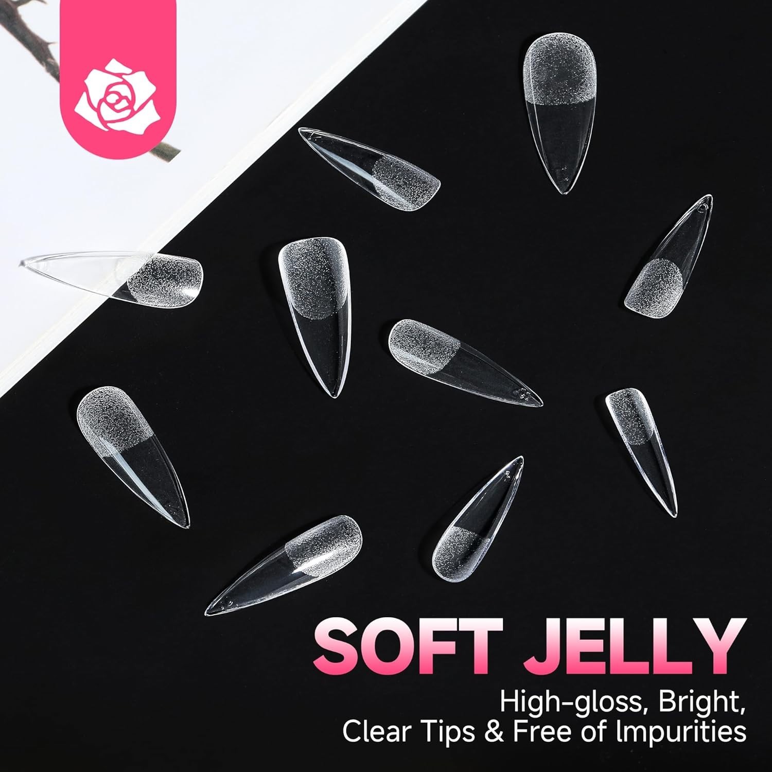 Easy Application Long Stiletto Gel Nail Tips – Pre-Buffed for Effortless Designs