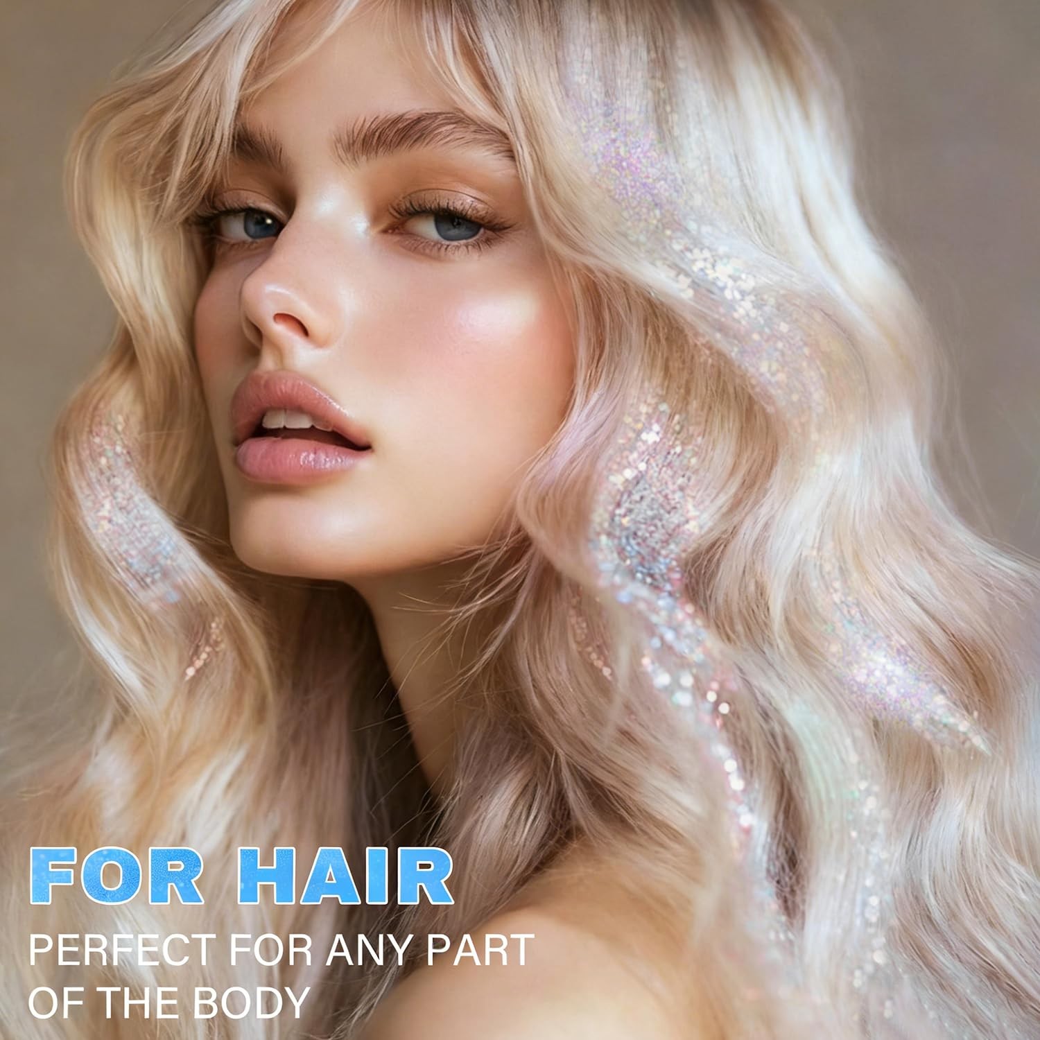 Roll-on Holographic Glitter Gel for Face and Body, Color Changing Body Glitte…