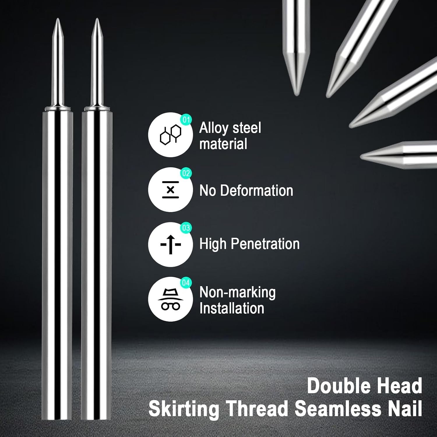 250 Pcs Double Head Seamless Nails for Professional Skirting Board Finishes
