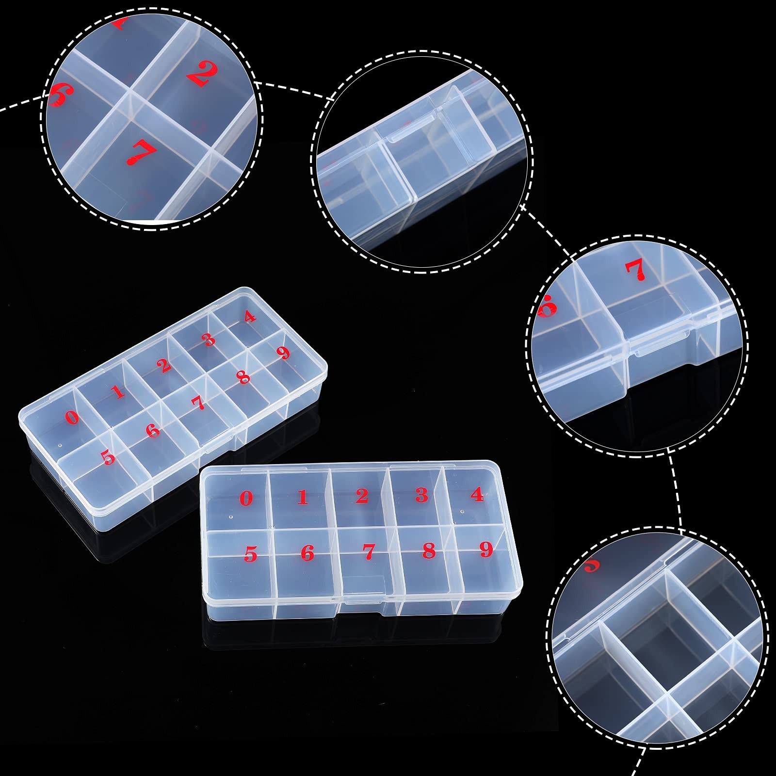 2 Pieces Nail Tip Box Empty False Tips 7 x 3.6 x 1.3 inches, White
