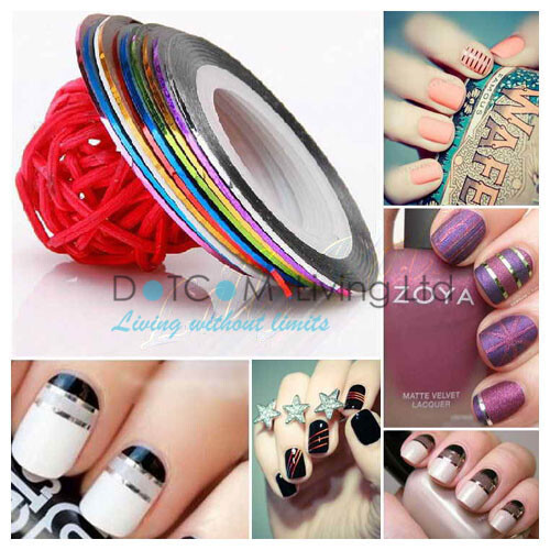 12 COLOR NAIL STICKER ROLLS STRIPING TAPE LINE NAIL ART UV GEL TIPS NAIL DIY KIT