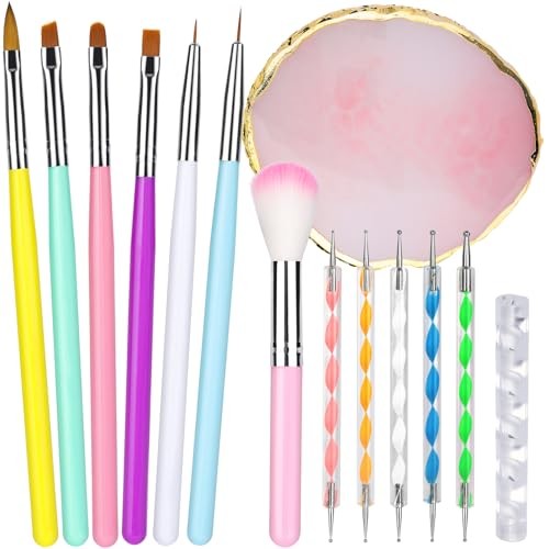Nail Tools Kit, 6PCS Nail Brushes for Nail Art, 1PCS Resin Nail Polish