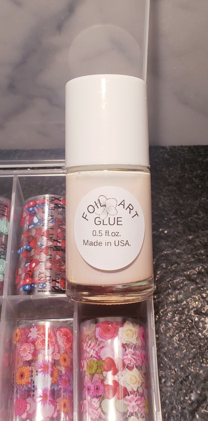 Transfer foil nail art 10 rolls Box + LIQUID GLUE Foil . USA Seller