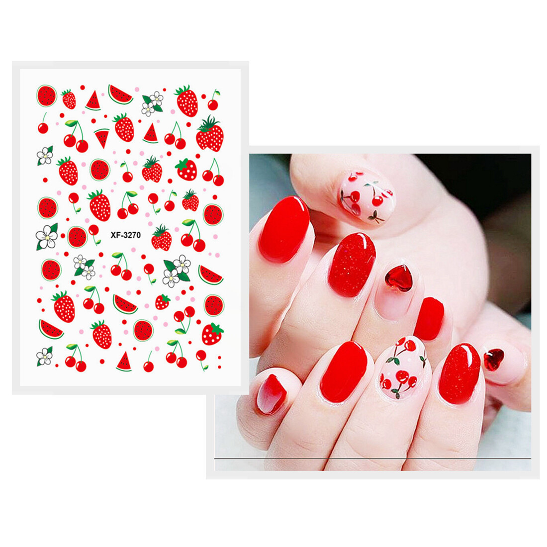 Cherry Strawberry Watermelon Peach Avocado Fruit Lemon 3D Art Nail Stickers