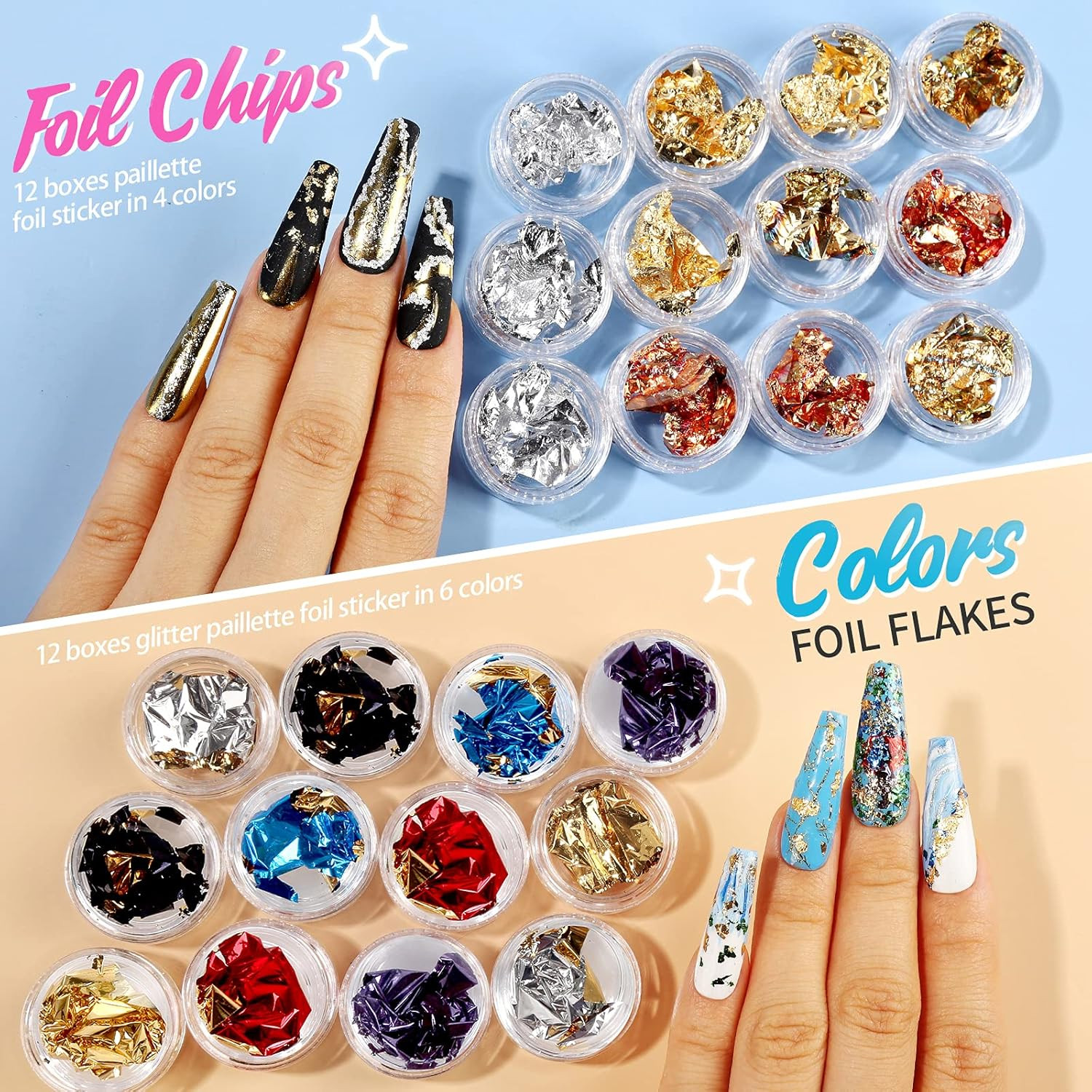 Nail Art Rhinestone & Flake Kit – 41 Boxes of Nail Gems & Accessories