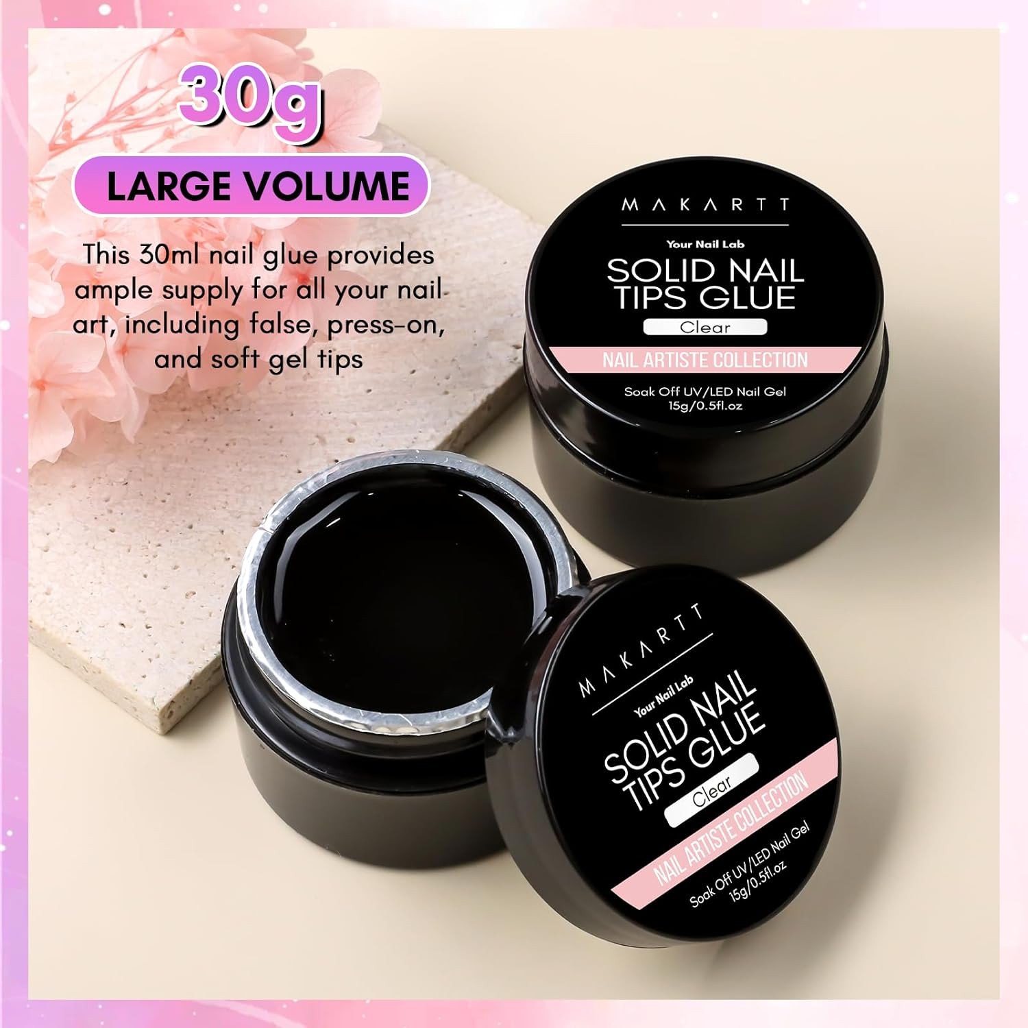 Solid Nail Glue Gel: Nail Glue for Press on Nails 2Pcs