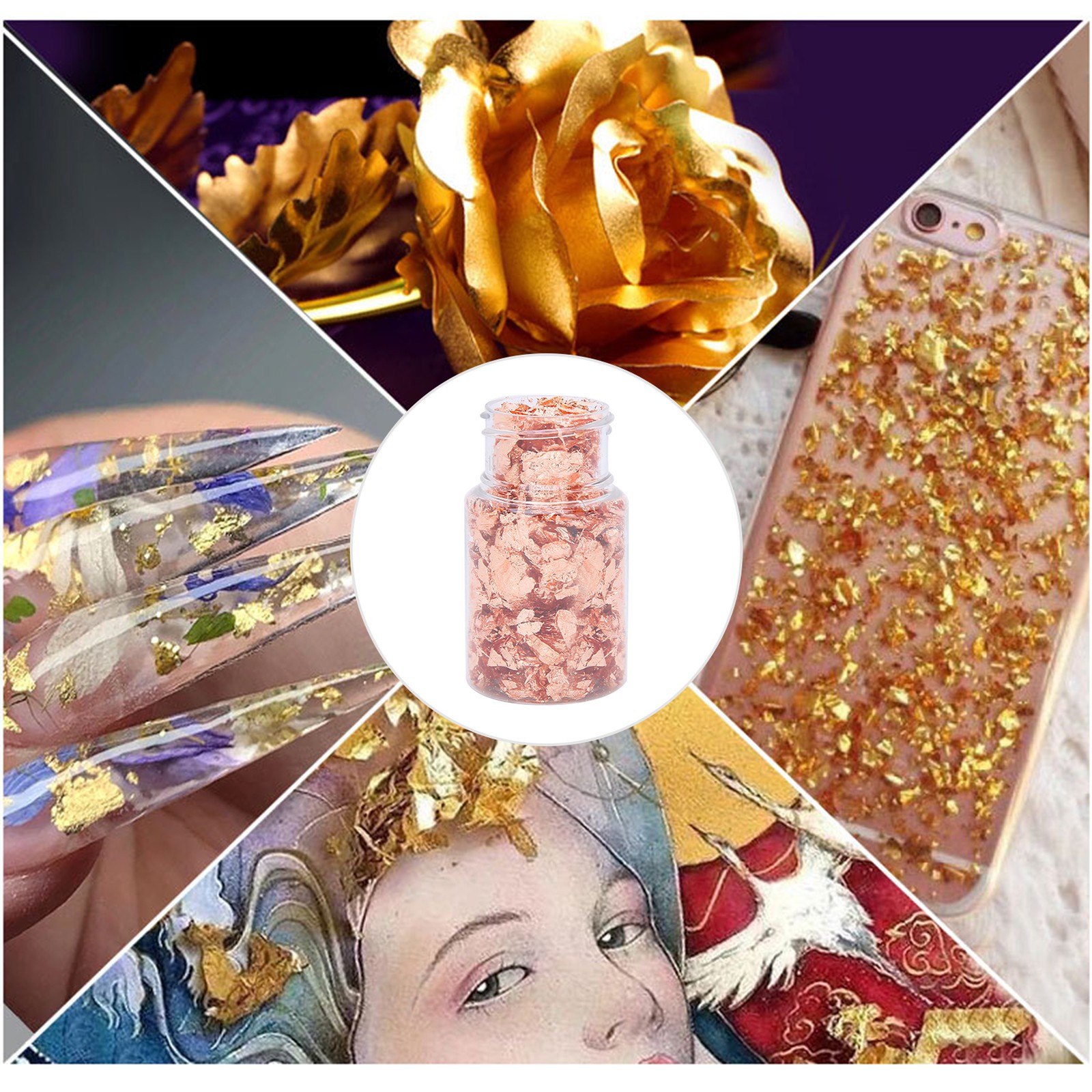 3PCS Gold Foil Flakes Set For Nail Art Painting Crafts Easy To Use