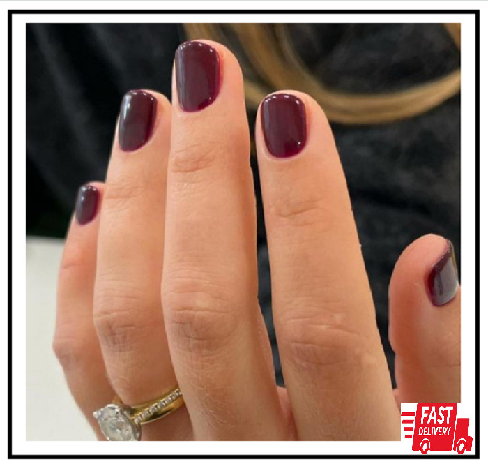Extra Short Press on Nails Square Wine Red Fake Nails Petite Solid Col