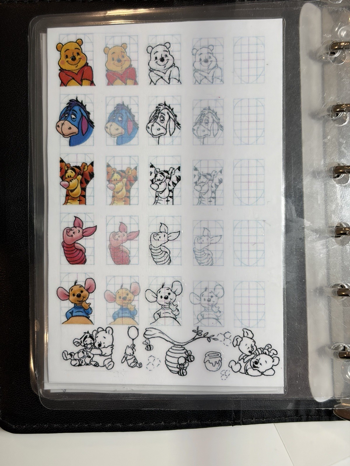 Cartoon Character Nail Art Sticker Book-20 Laminated Pages, Pro Brush & Glue Set