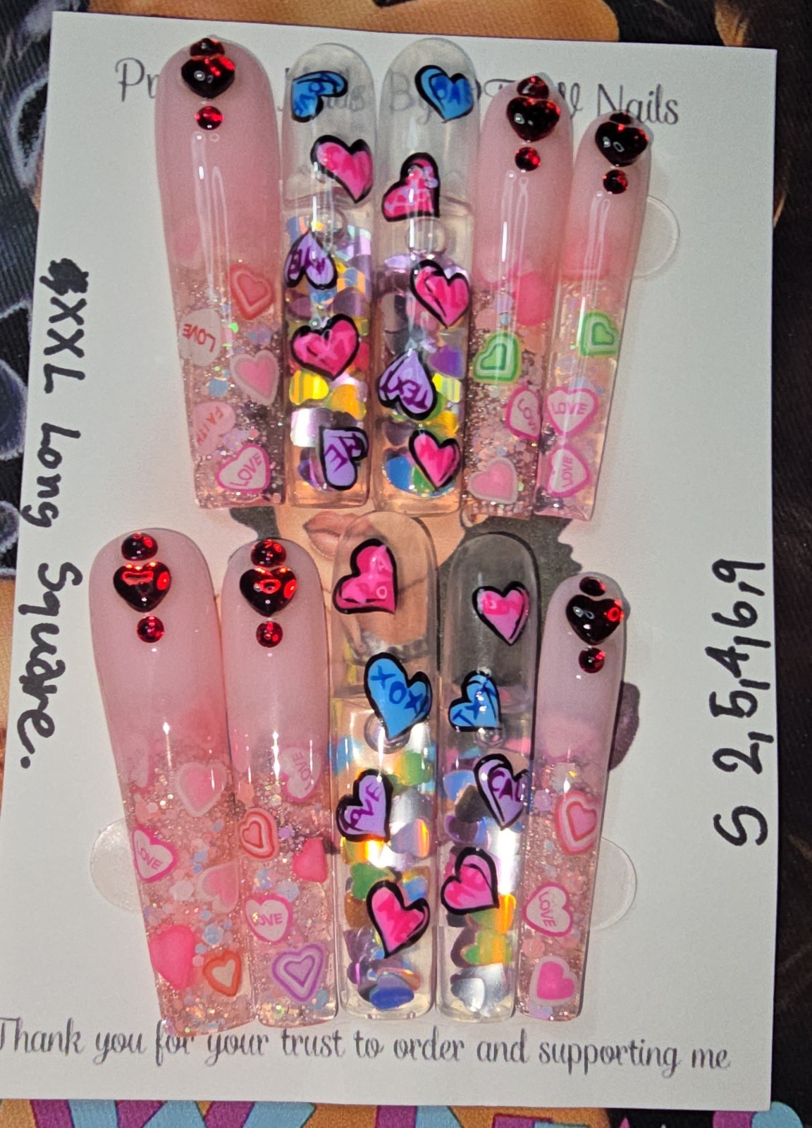 Handmade Gel Press On Nails,Aquarium Nails Small Size 2,5,4,6,9 XXL Long Square
