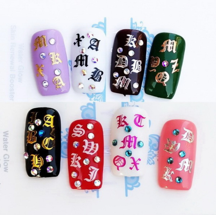 3D Nail Art Latin Roman English Alphabet Letter Sticker Decals US seller NS19