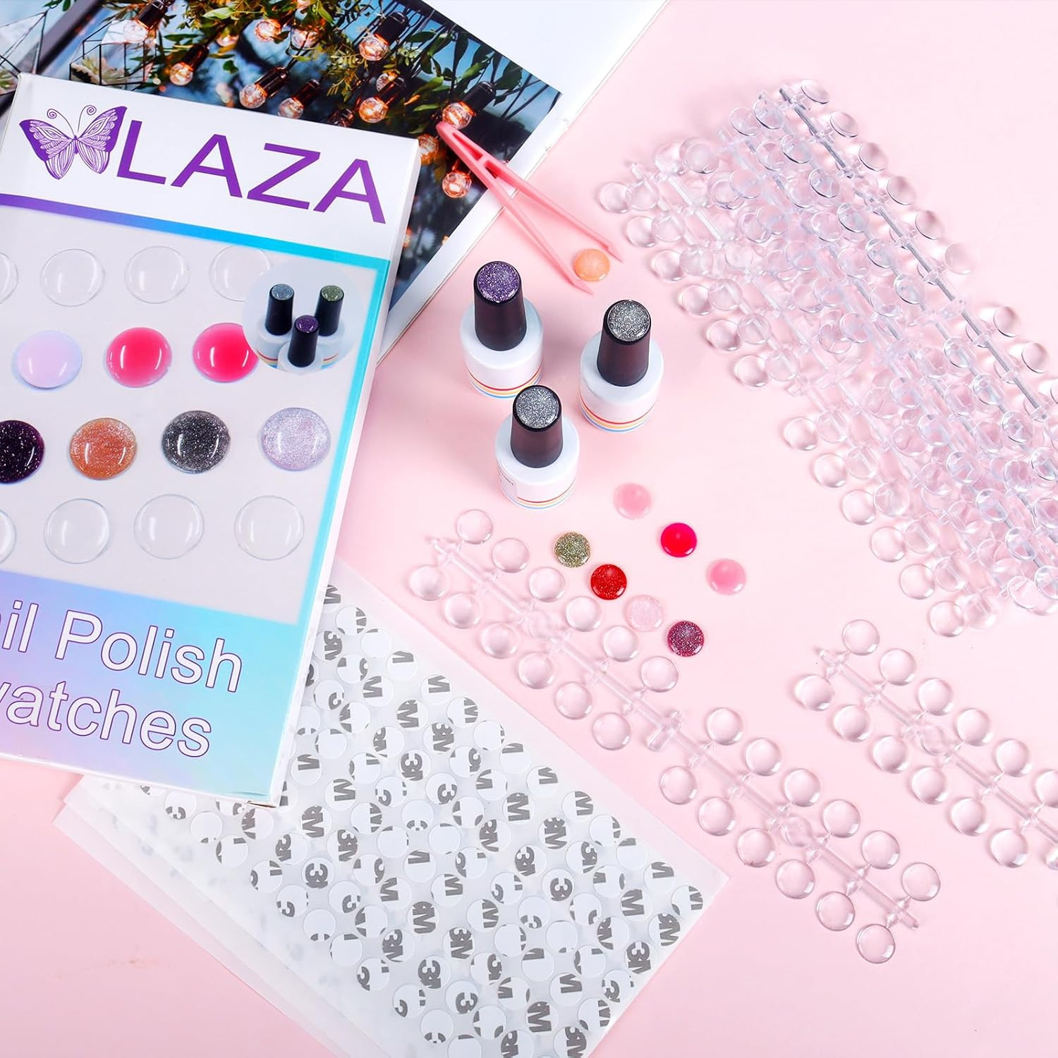 360Pcs Nail Polish Swatch Dots with Adhesive Stickers Box-Packed 12Mm Clear roun