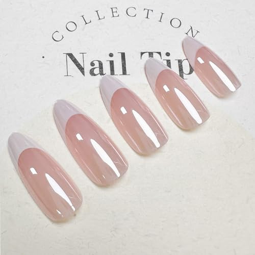 French Tip Press on Nails Medium Almond Fake Nails Press ons with Style-21