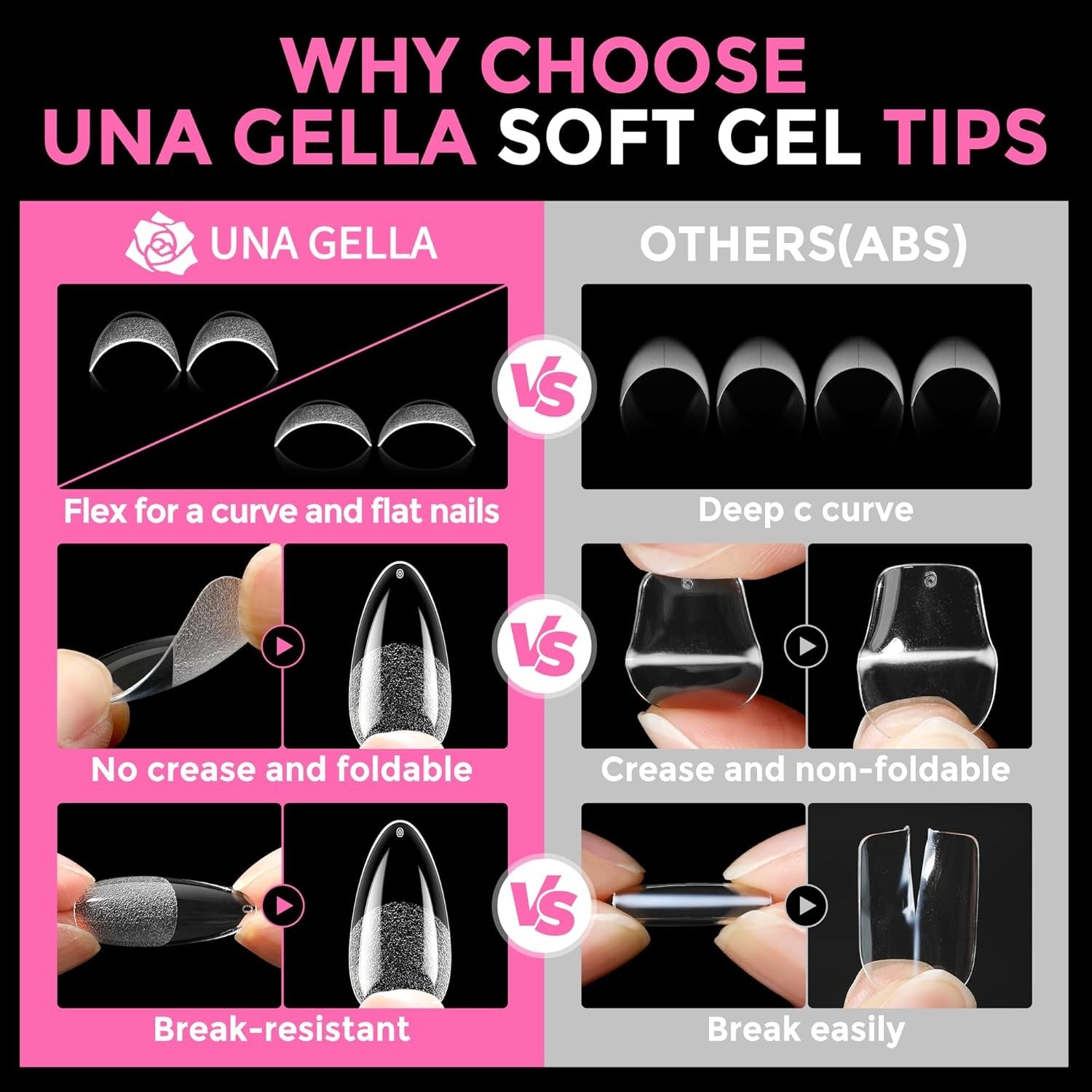 Gelly Soft Almond Nail Tips – 216pcs Clear Press On Nails for Stunning Manicures
