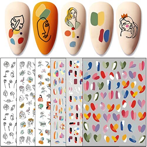 12 Sheets Abstract Nail Art Stickers, Graffiti Graffiti & Minimalist, 12Sheets