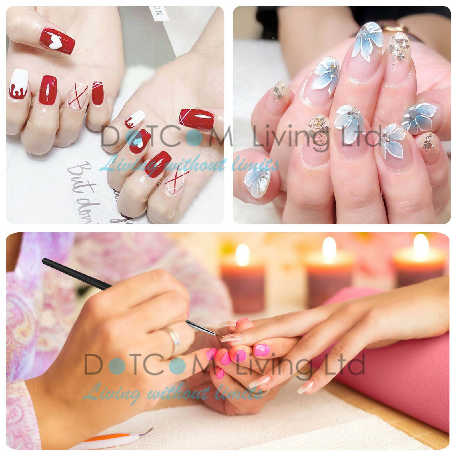 3pcs Tiny Acrylic Nail Art Design Decoration Brush Painting