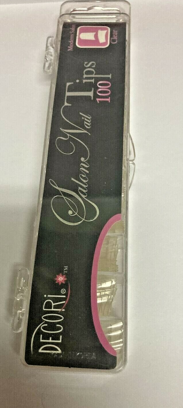 2 PACKS OF BEST QUALITY 1 BOX DECORI SALON NAIL CLEAR TIPS EACH PACK 100 PCS
