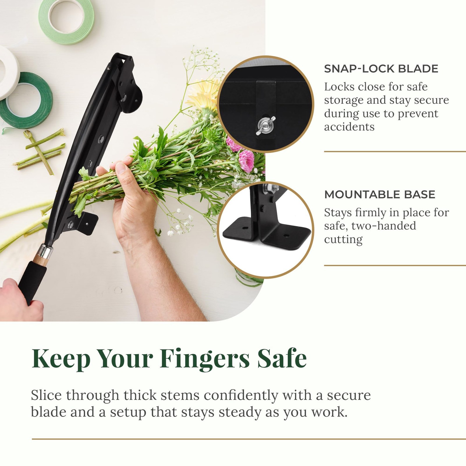 Larksilk 14″ Fresh Flower Stem Cutter with Safety Latch – Heavy-Duty Floral S…