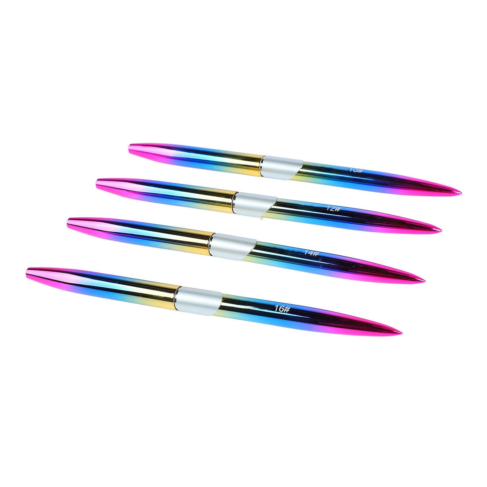 4pcs Nail Art Brush Set Aluminum Tube Ergonomic Handle Firm Flexible Soft Hair
