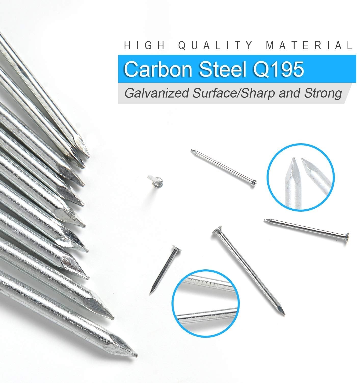 Complete 376pcs Nail Set in Galvanized Steel | Convenient Storage Box Included