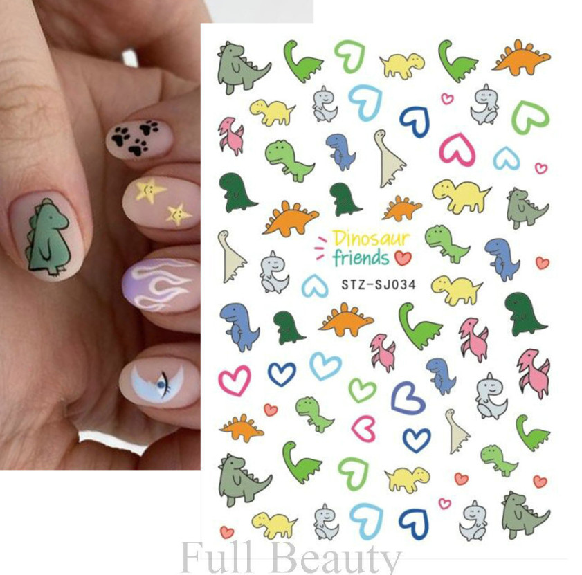 Kids Children Cartoon Dinosaurs Nail Stickers Decals Transfers Self-Adhesive NS7