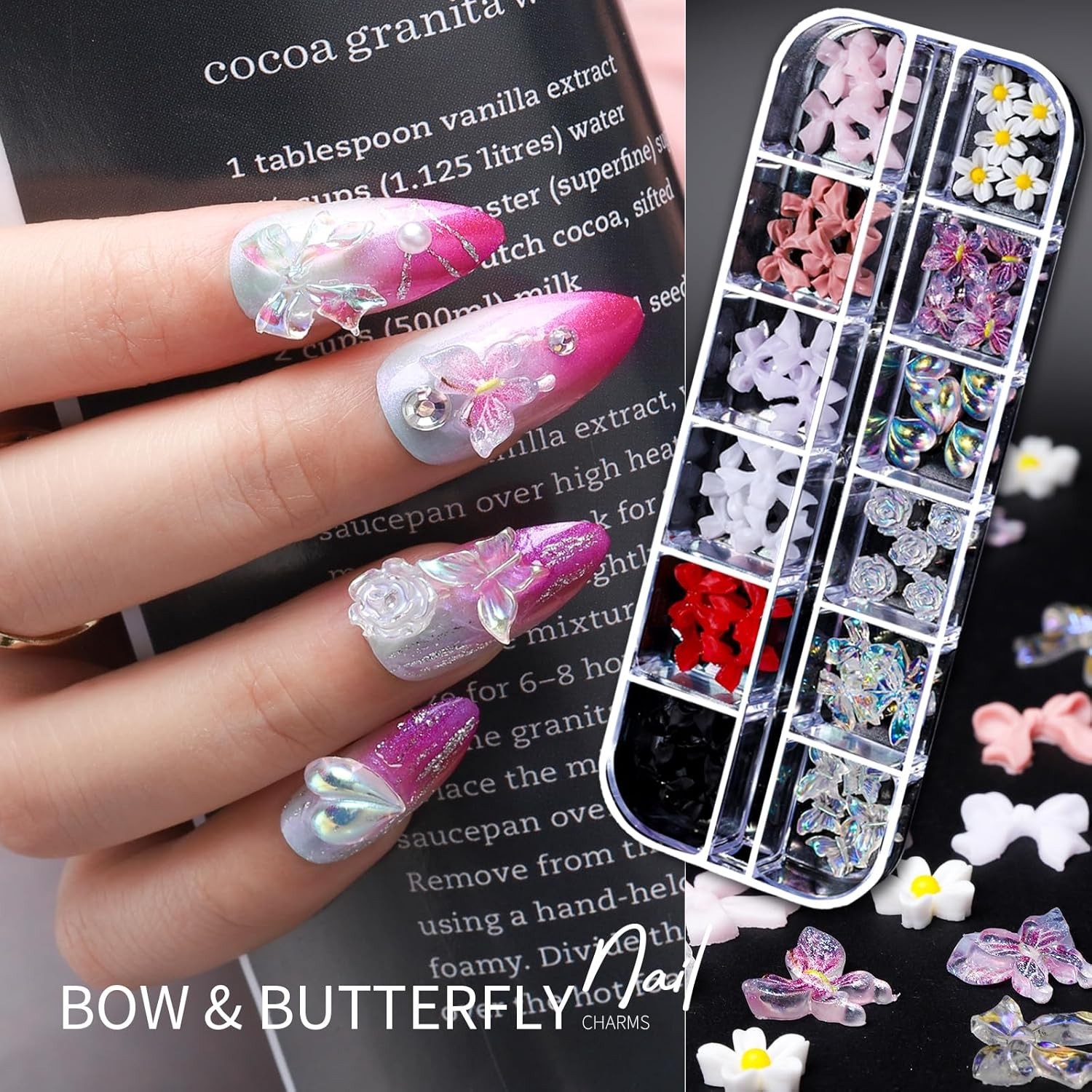 All-in-One Nail Art Charm Kit with Gold Stickers and Colorful Rhinestones