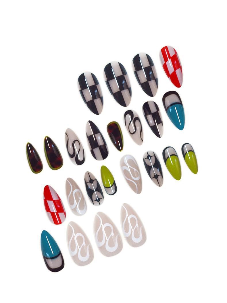 Trendy Tie Dye Short Almond Press On Nails For Europe And America