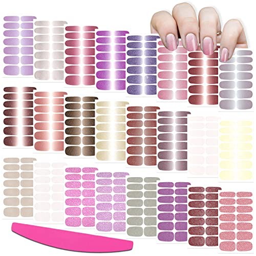 24 Sheets Full Nail Wraps Gradient Glitter Nail Polish Gradient Glitter Style