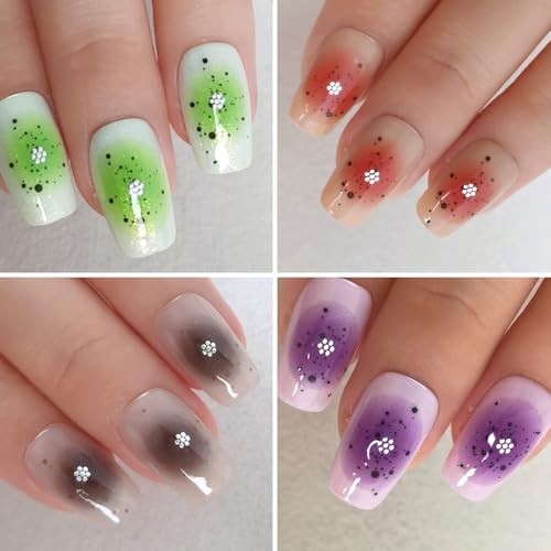 12 Sheets Gradient Blend Nail Art Stickers for Girl Women, 3D Self Style-001