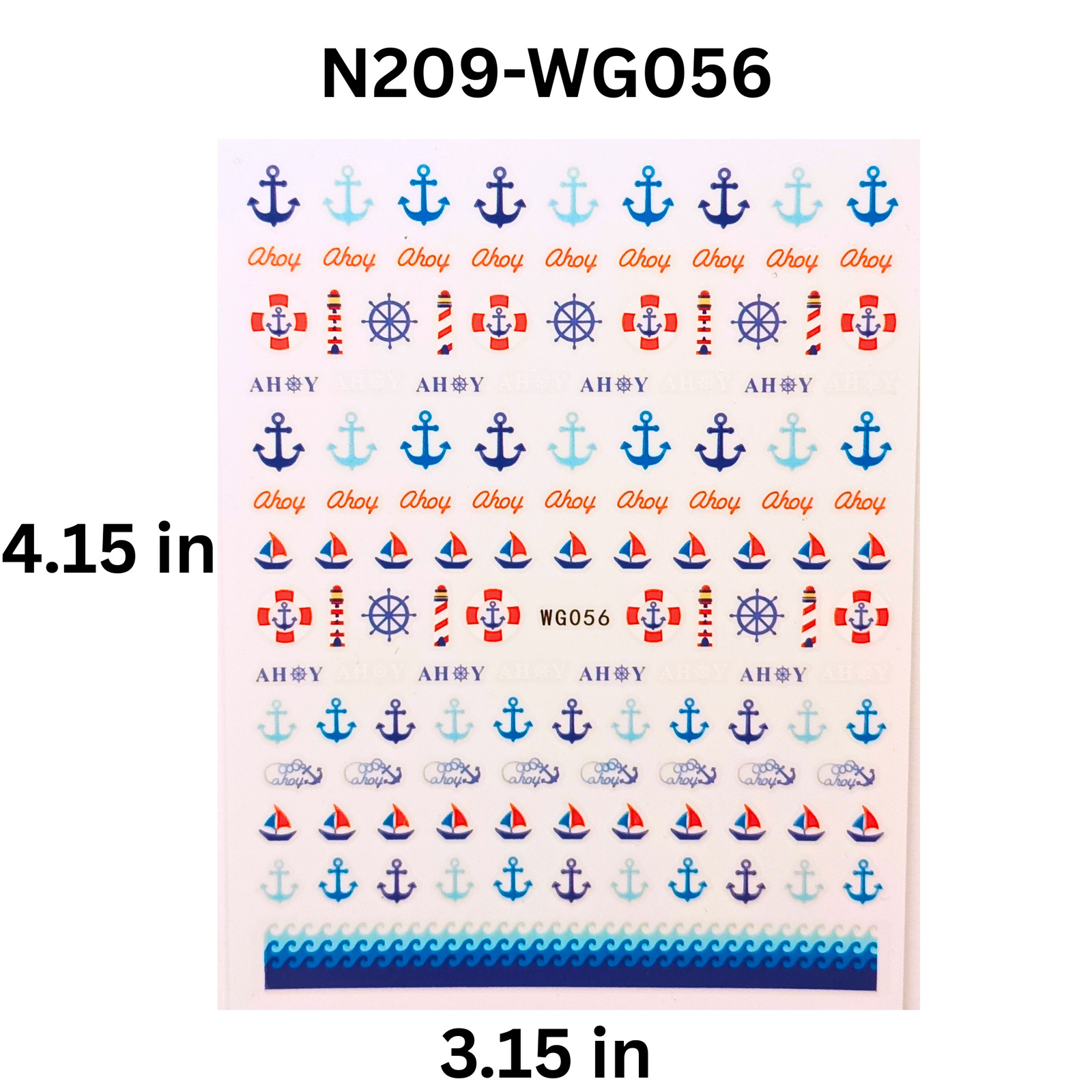 Nautical Ocean Nail Stickers – Anchor, Sailboat, Starfish Design