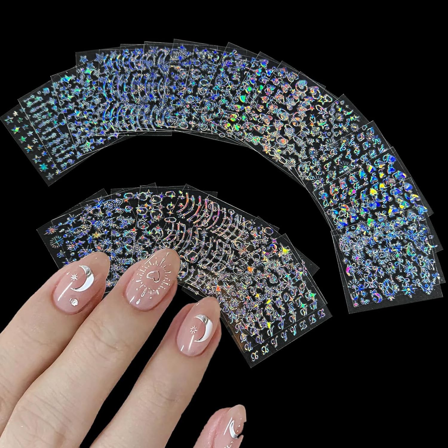 Star Nail Art Stickers Aurora Line 30 Sheets Self Adhesive Nail Decals for Ma…