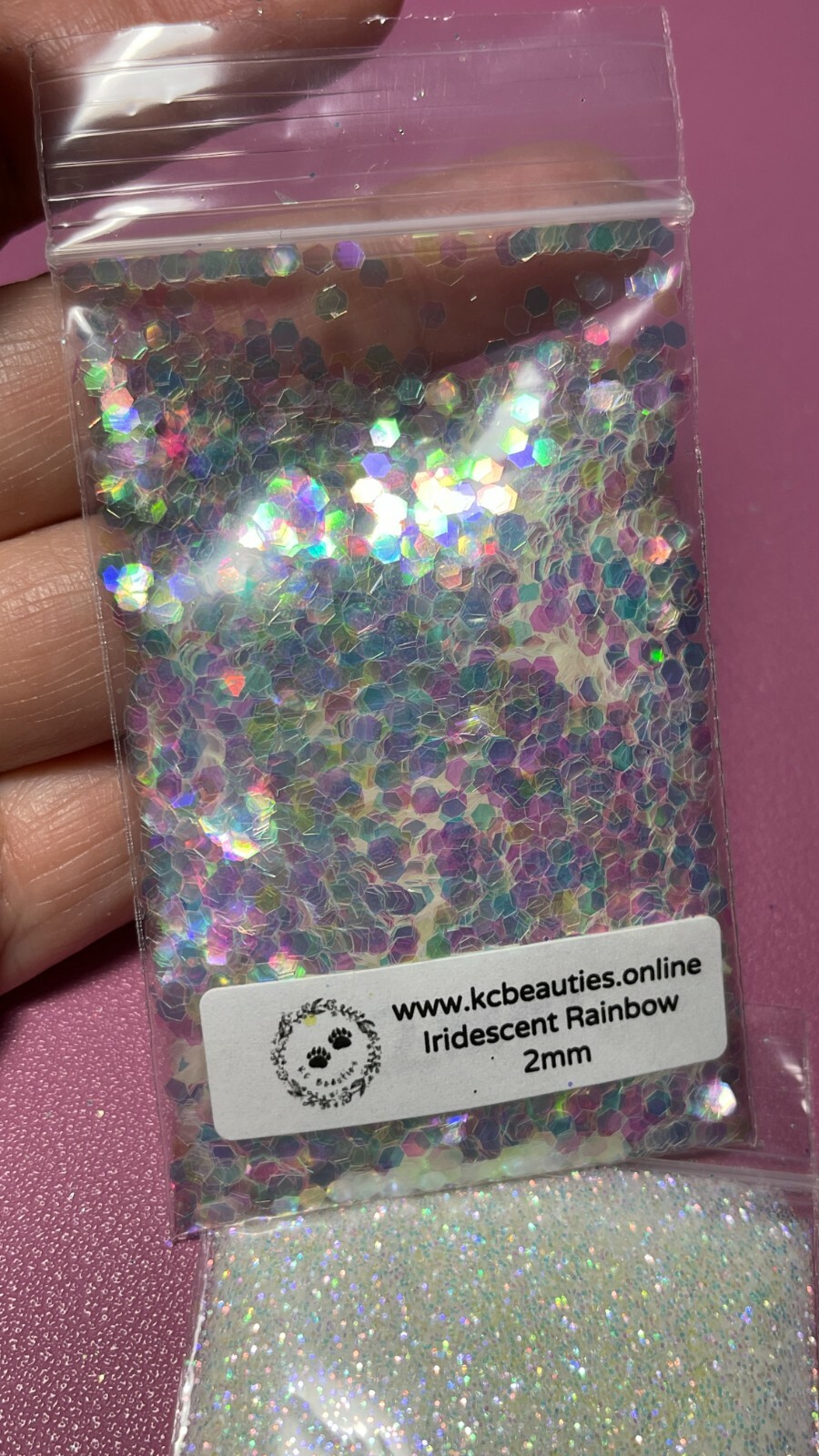 Iridescent White Glitter Hex Snow Rainbow pink blue sheen Nail Art US seller