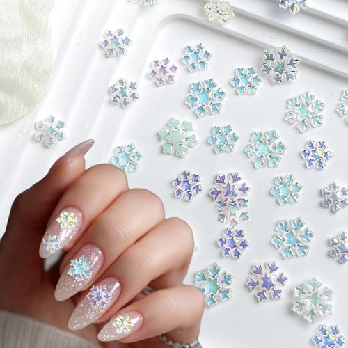 100Pcs Winter Nail Charms Christmas Snowflake Nail Gems Snowflake Nail Charms-3