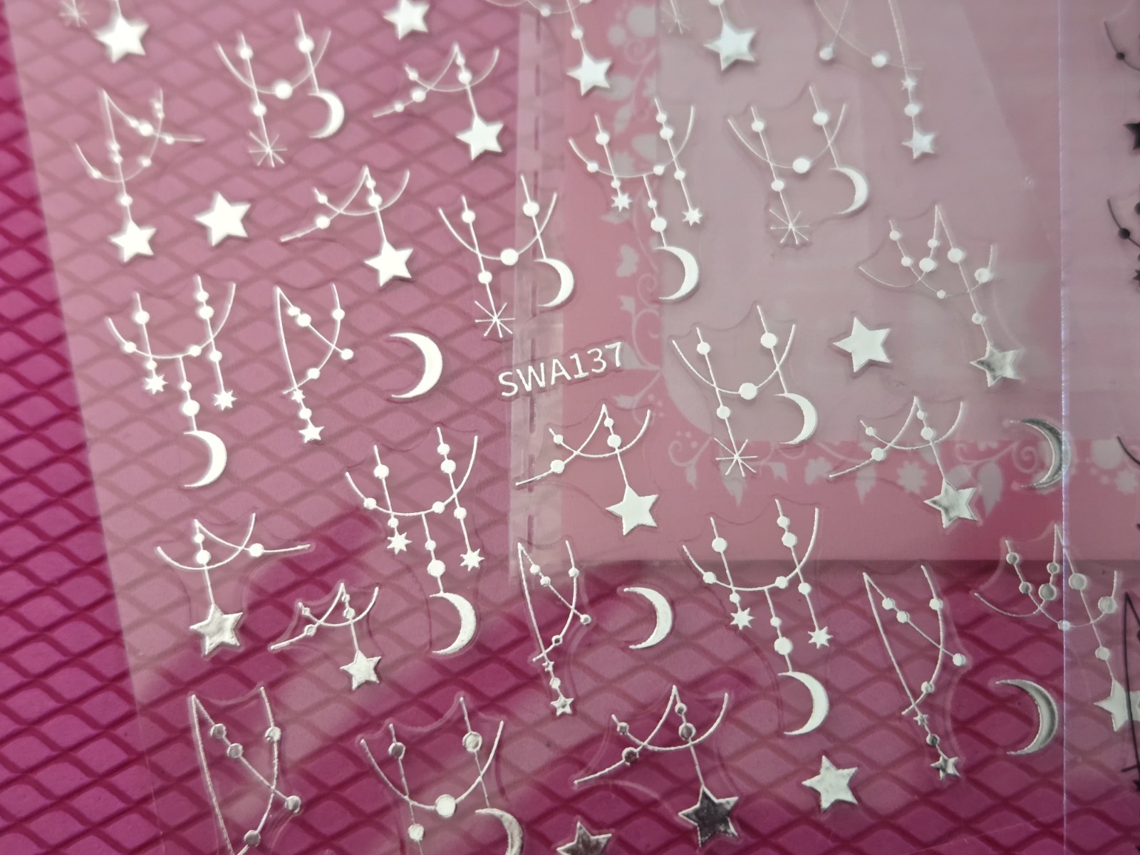 NEW 2 SHEETS SILVER AND BLACK BOHEMIAN CHANDALIER CELESTIAL SELF ADHESIVE NAIL