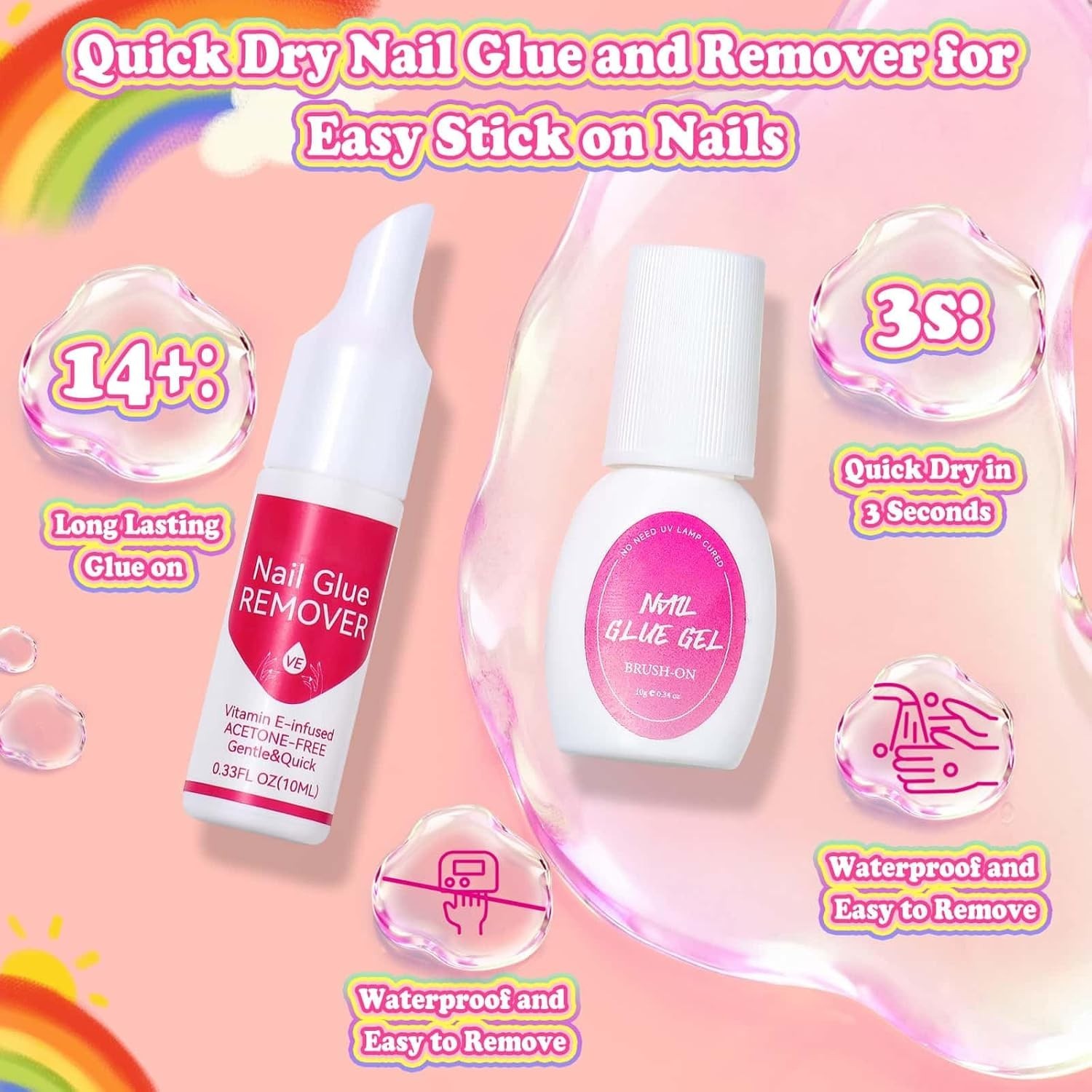 576 Pcs Girls Nail Art Set with Remover & Tweezer