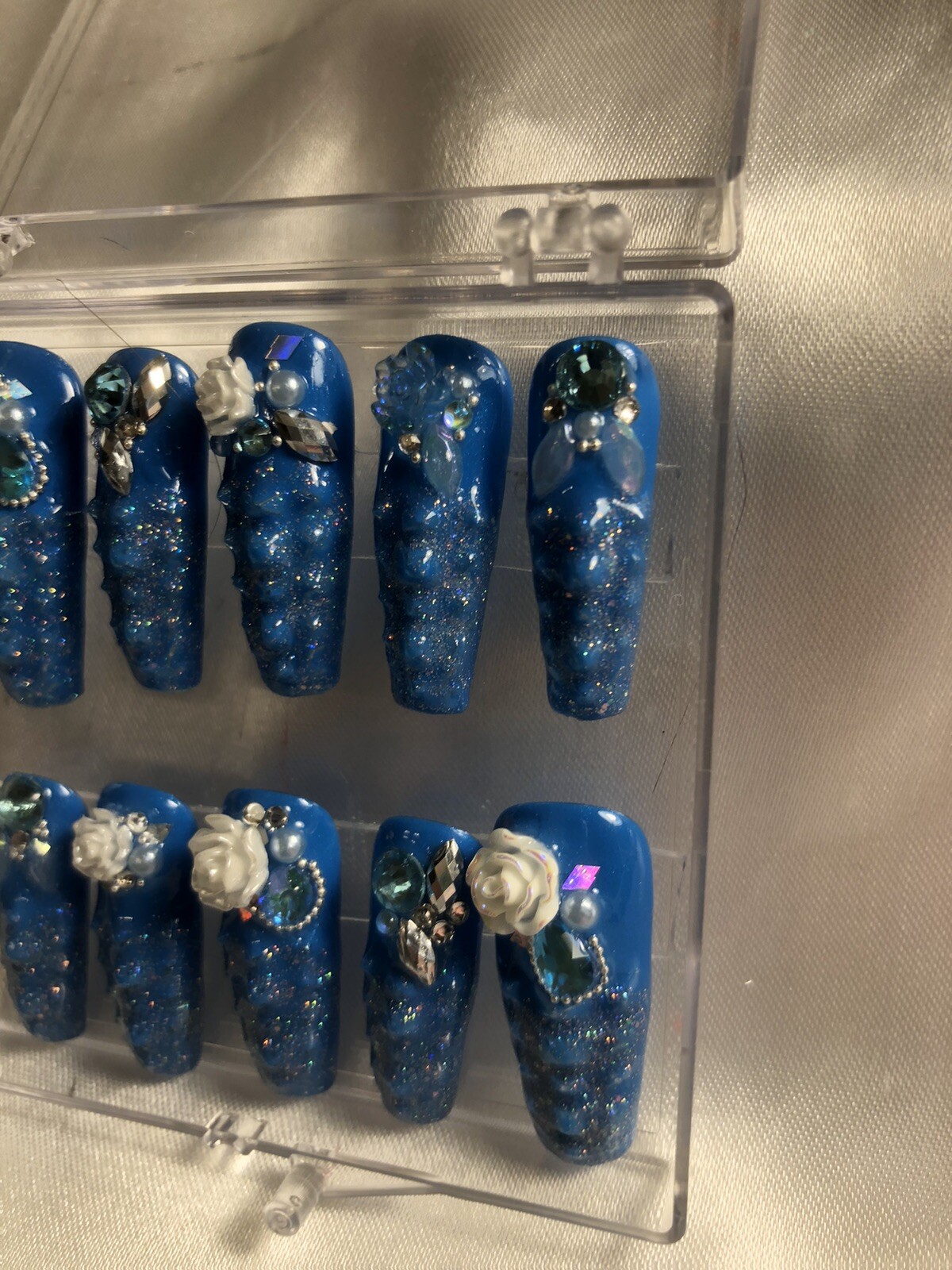 Z NAILZ! Z CLAWZ! Gorgeous Aqua Set Of Alligator Skin Textured Press On Nails
