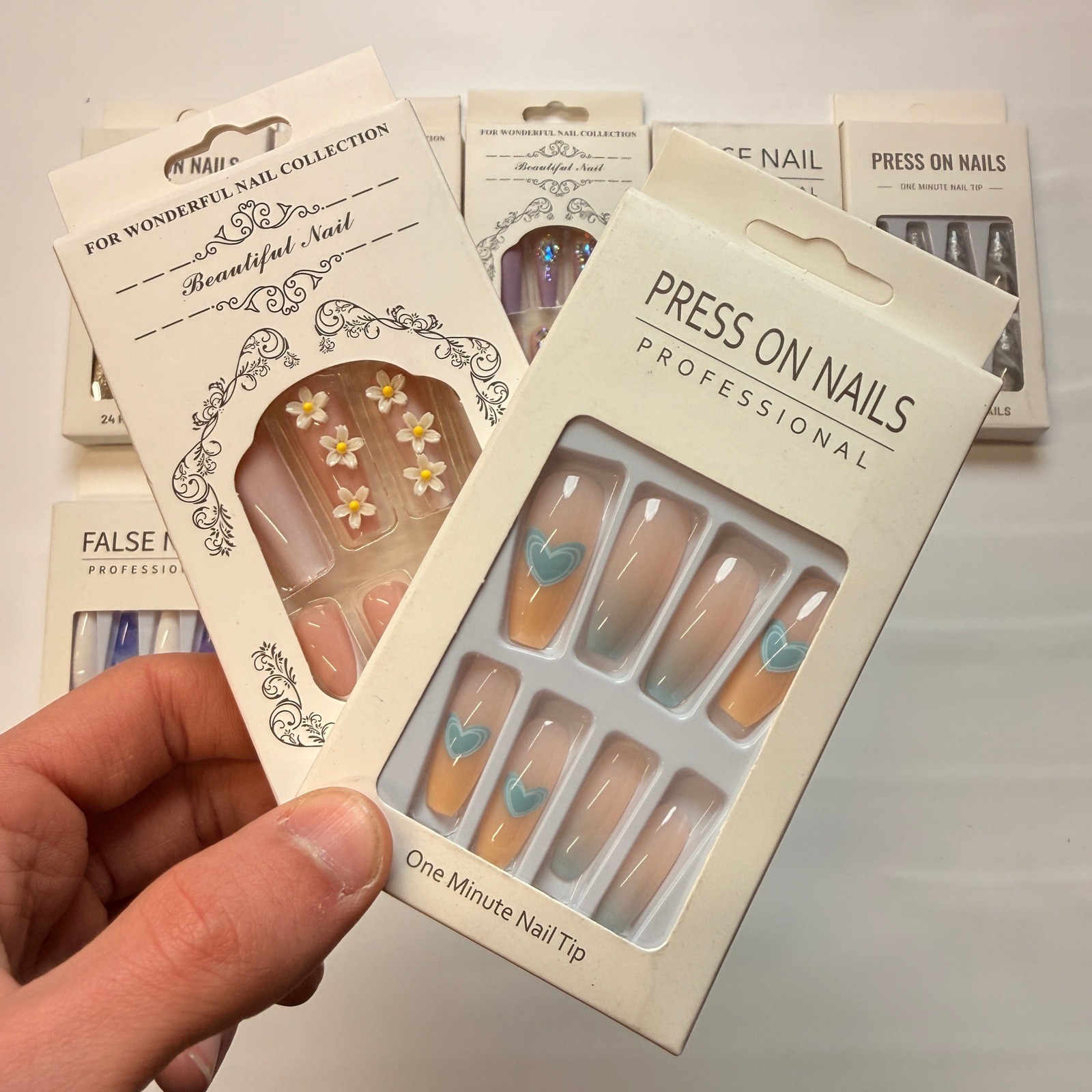 Lot of 10 Pack of 24 New False Press On Nails Assorted Designs and Colors №N25