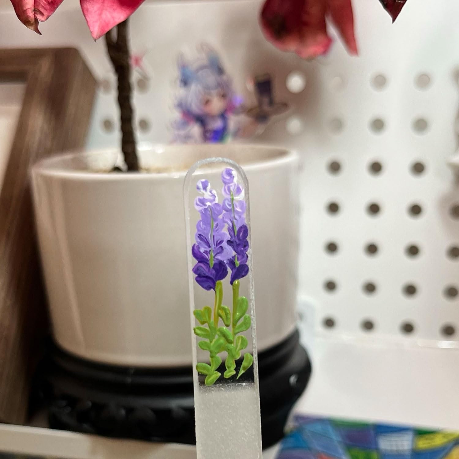 Hand-Painted Lavender Glass Nail File – Crystal for