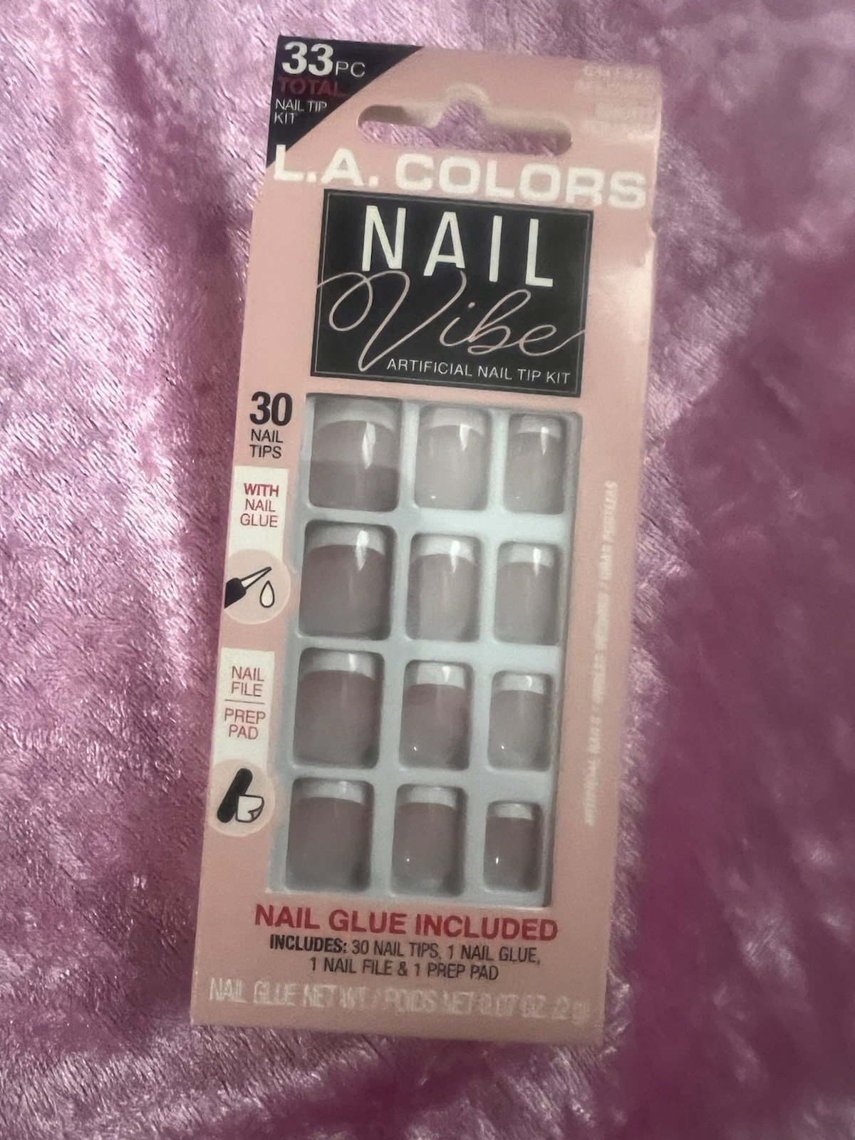 L.A. COLORS NAIL VIBES ARTIFICAL SOFT FLEXIBLE NAIL TIP KIT, 30 NAIL TIPS NEW