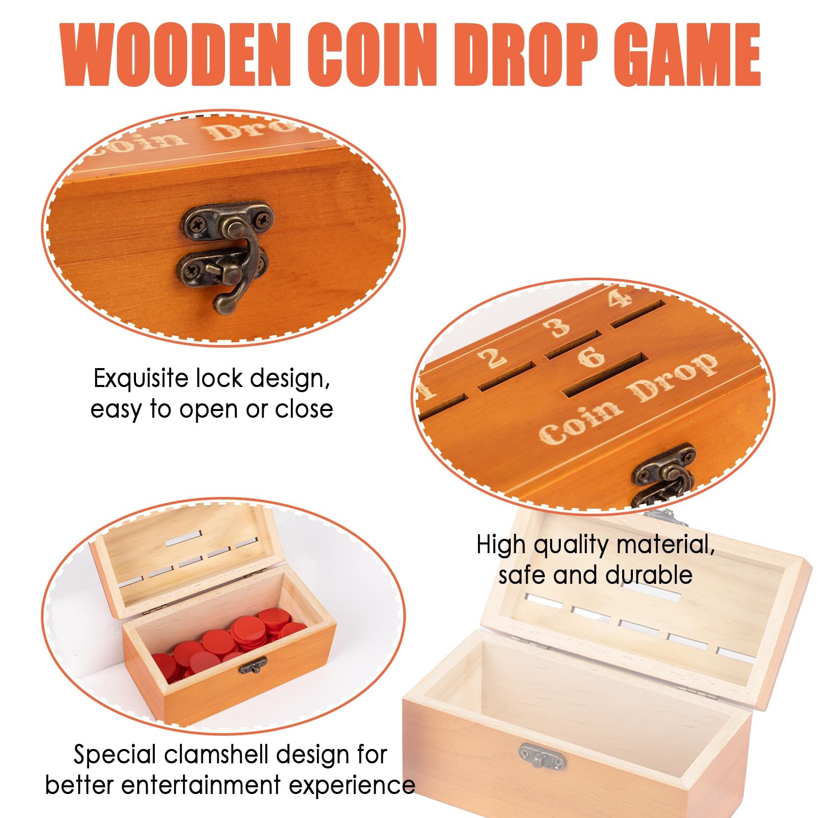 Extguds Wooden Penny Game,Coin Drop Game,Penny Coin 2.8 x 5.2 x inches