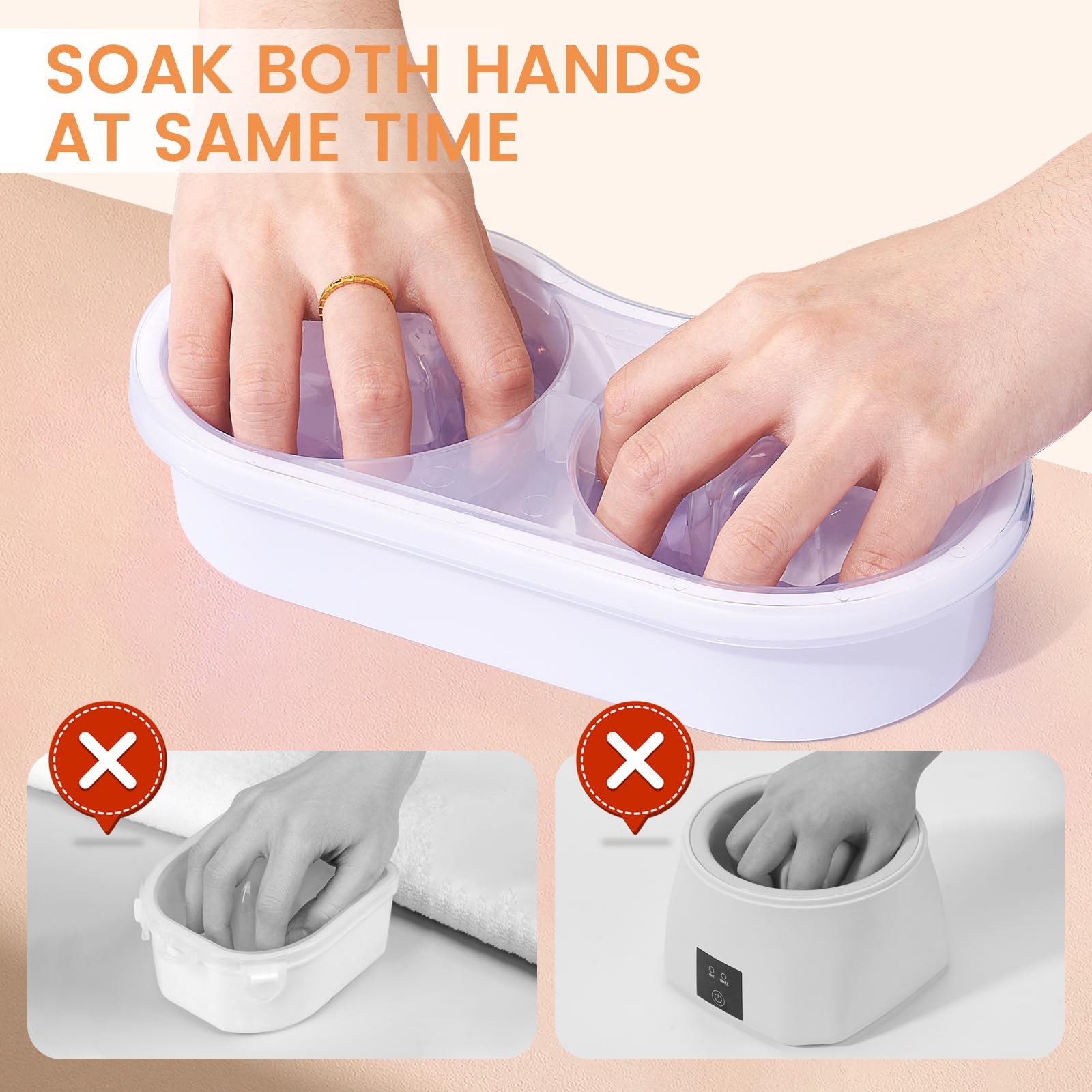 Dual Nail Soaking Bowl Acetone Proof: Soak Off Gel D2-White for most hands