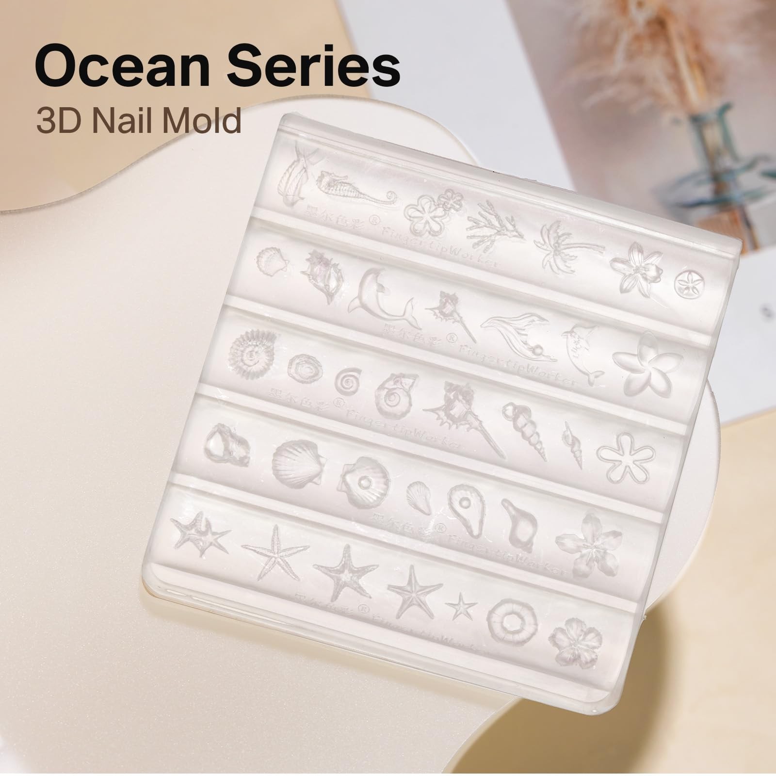 3D Sea Shell Nail Molds for Nail Art, 1PC Silicone 3D Charm Beach Ocean Pearl…
