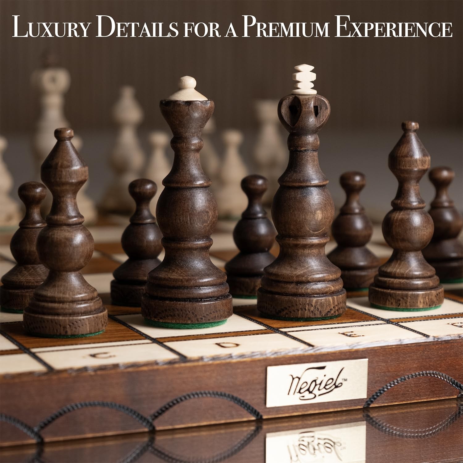 Wegiel Legate Luxury Wooden Chess Set for Adults and Kids – 46-50 cm,
